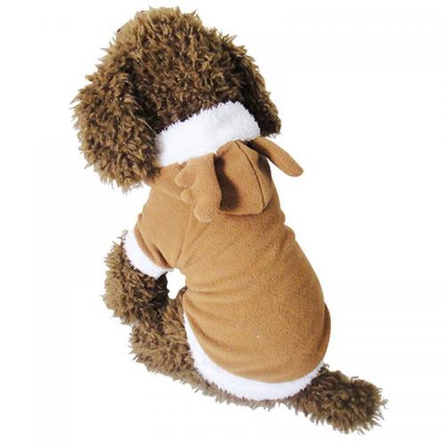 Polar Fleece With Siamese Cap Pet Dog Clothing christmas design & thermal brown PC