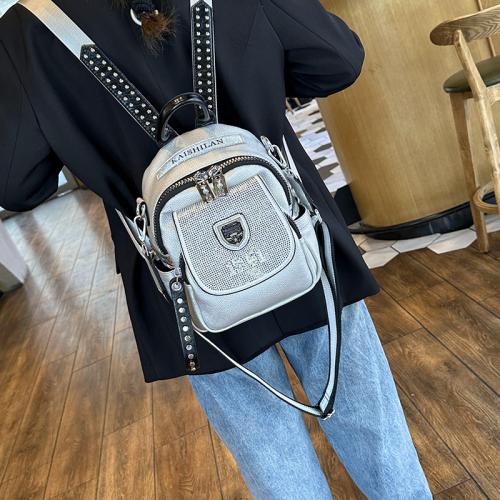 PU Leather Easy Matching Backpack with rhinestone PC