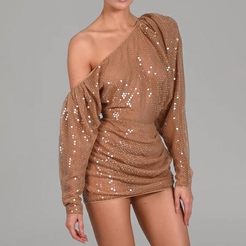 Paillettes & Polyester Sexy Package Robes hip Or pièce