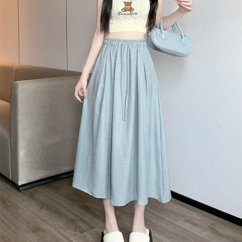Polyester Maxi Skirt slimming & loose patchwork Solid : PC