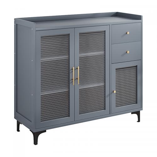 Medium Density Fiberboard & Moso Bamboo & Acrylic Storage Cabinet for storage & dustproof gray PC