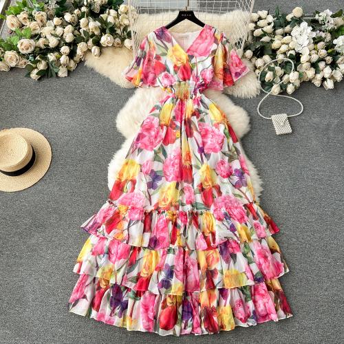 Polyester Layered & High Waist One-piece Dress & breathable shivering PC