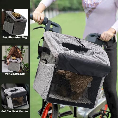 Oxford & Polyester foldable Pet Carry Shoulder Bag portable Solid gray PC