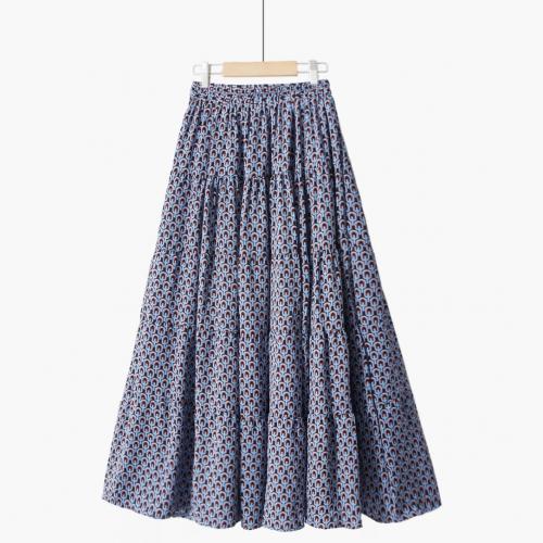 Polyester High Waist Maxi Skirt large hem design & slimming printed : PC