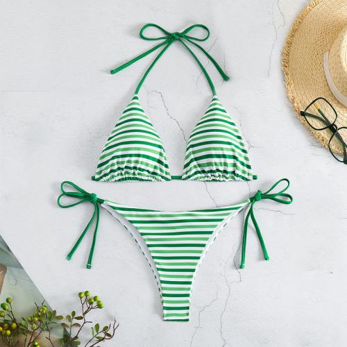 Polyester Quick Dry Bikini flexible & two piece striped Set
