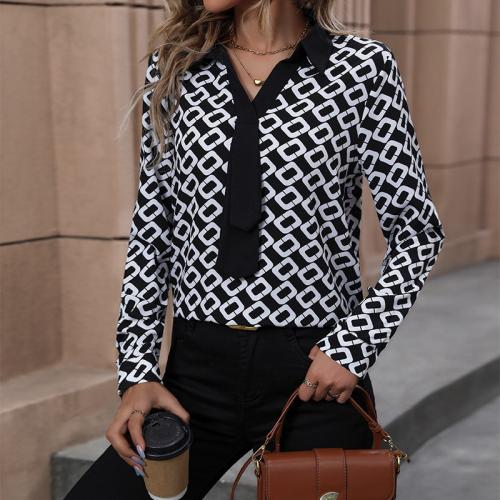 Polyester Women Long Sleeve Shirt & loose & breathable black PC