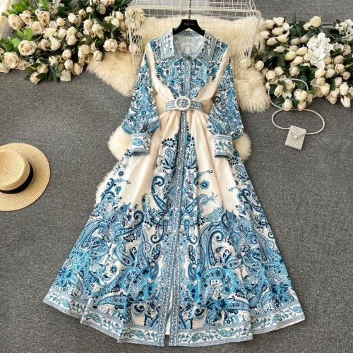 Polyester Einteiliges Kleid, Blau,  Stück