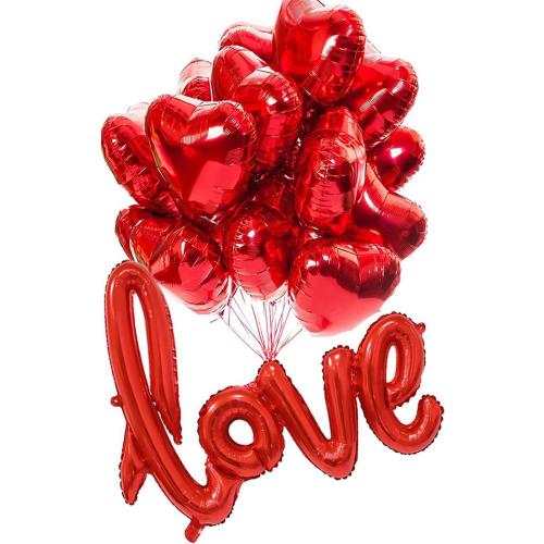 Aluminum Film Valentines Gift Balloon Decoration Set letter red PC