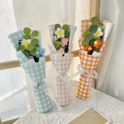 Caddice With light &  Valentines Gift Artificial Flower knitted plaid PC