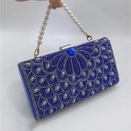 PU Leather & Zinc Alloy hard-surface & Easy Matching Handbag with chain & with rhinestone PC