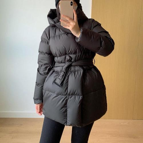 Polyamide Waist-controlled & With Siamese Cap Women Down Coat & thermal Solid PC