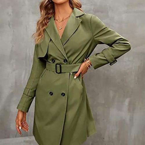 Polyester Waist-controlled Women Trench Coat Solid PC