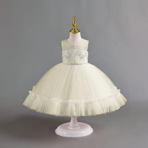 Polyester Princess Girl One-piece Dress Cute & large hem design Solid PC