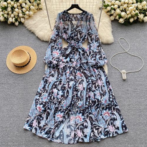 Polyester Waist-controlled One-piece Dress deep V & breathable PC