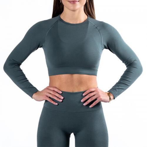 Polyamide & Spandex Quick Dry Women Yoga Tops midriff-baring Solid PC