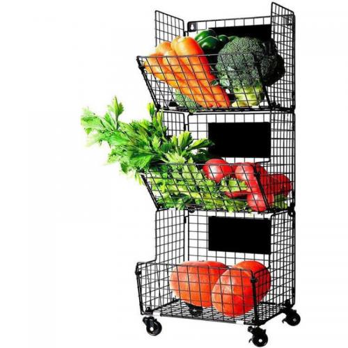 Iron Storage Rack for storage & with pulley Solid black PC