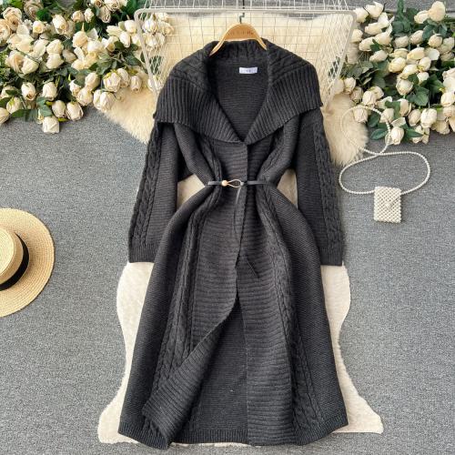 Polyester Soft Women Knitwear mid-long style & thermal Solid : PC