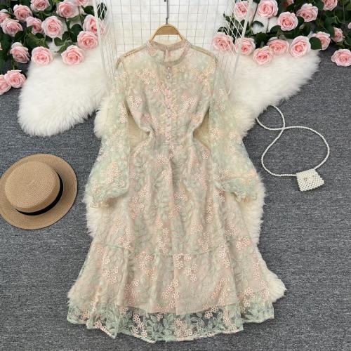 Polyester Waist-controlled One-piece Dress double layer shivering PC