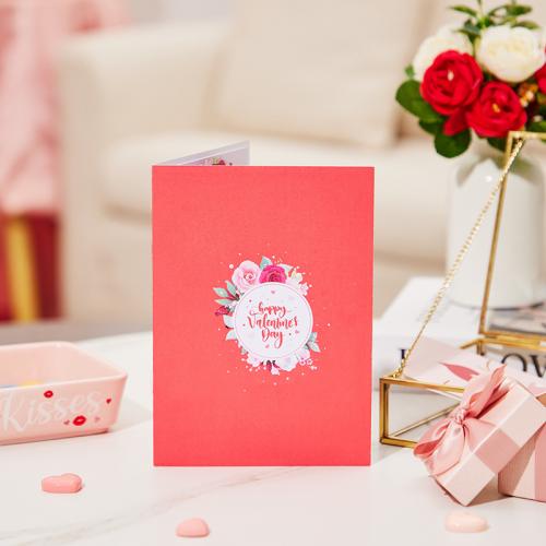 Paper Valentines Gift 3D Manual Greeting Cards printed heart pattern red PC