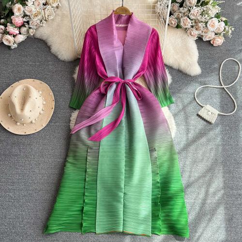 Polyester Waist-controlled & long style One-piece Dress large hem design : PC