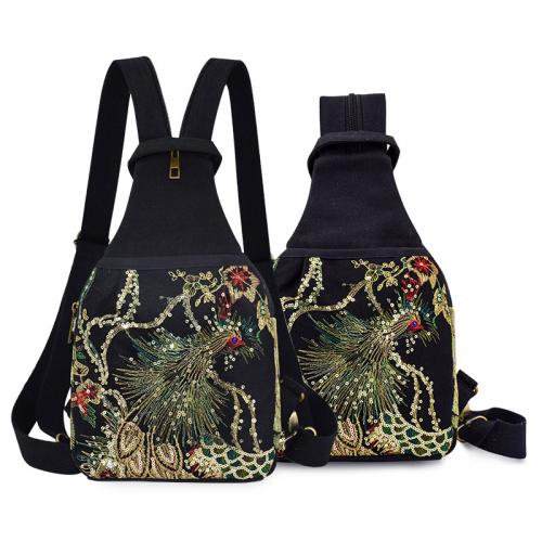 Sequin & Canvas & Polyester hard-surface & Easy Matching & Multifunction Backpack large capacity & embroidered bird pattern PC