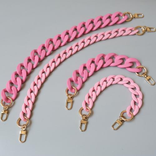 Acrylic Easy Matching Bag Straps Zinc Alloy sealing gold color plated pink PC