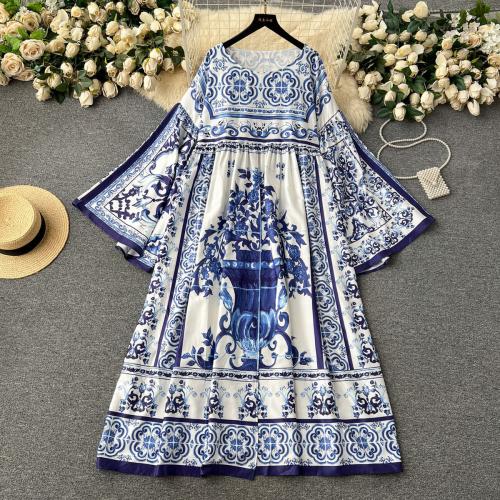 Polyester front slit Two-Piece Dress Set & two piece blue Set