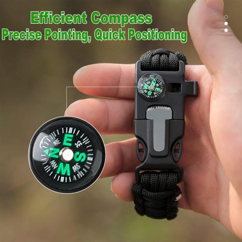 5 in 1 Multifunction Survival Bracelets with Detachable Parallel Rope Embedded Compass Whistle&Emergency Multitools