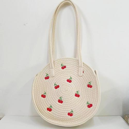 Cotton Easy Matching Shoulder Bag large capacity & soft surface & embroidered fruit pattern PC