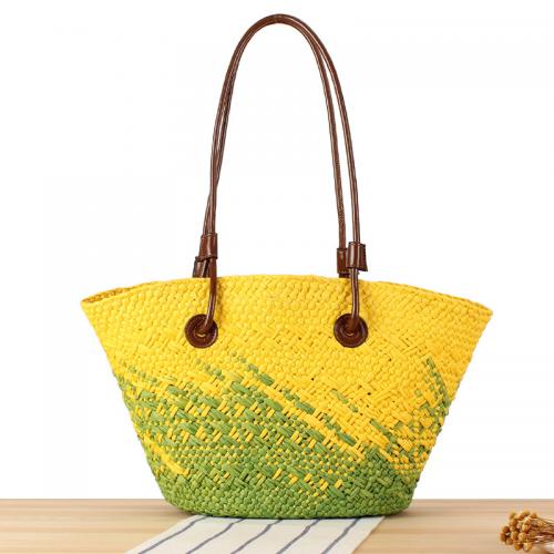 Paper Rope Easy Matching Woven Shoulder Bag large capacity & soft surface gradient PC