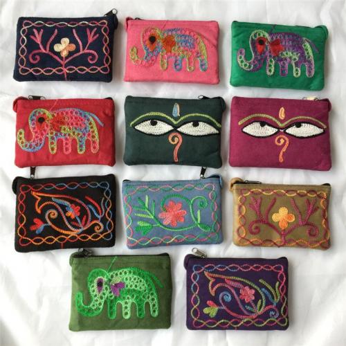 Suede & Polyester Clutch & Easy Matching Change Purse portable & embroidered & mixed Random Pattern PC