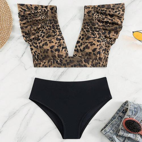 Polyester Tankinis Set slimming & two piece printed leopard mixed colors Set