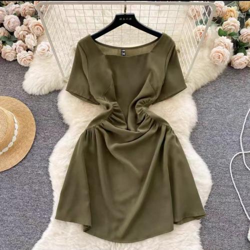 Polyester Waist-controlled & Soft One-piece Dress breathable Solid : PC