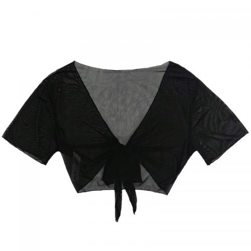 Polyester Swimming Cover Ups see through look & deep V black PC