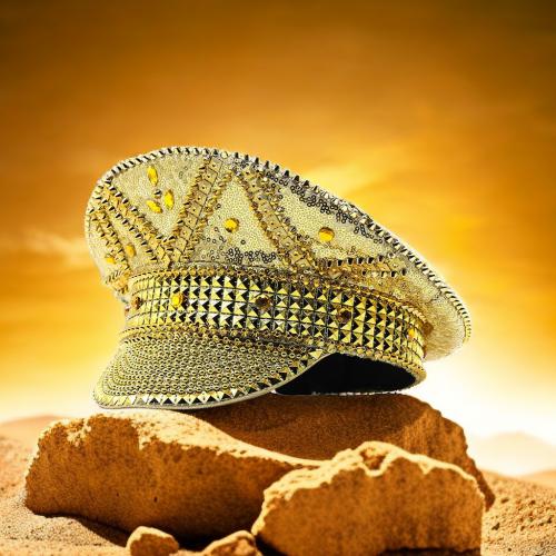 Polyester Easy Matching Army Cap sun protection & with rhinestone gold PC