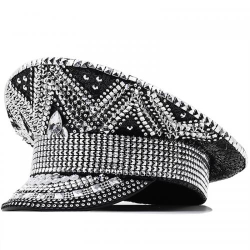 Polyester Easy Matching Army Cap sun protection & with rhinestone black PC