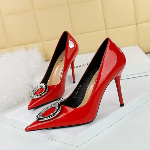 Patent Leather Stiletto High-Heeled Shoes Pair