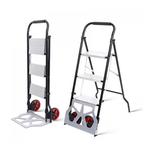 Rubber & Carbon Steel & Aluminium Alloy Multifunction Step Ladder durable & portable & thickening & anti-skidding Solid mixed colors PC