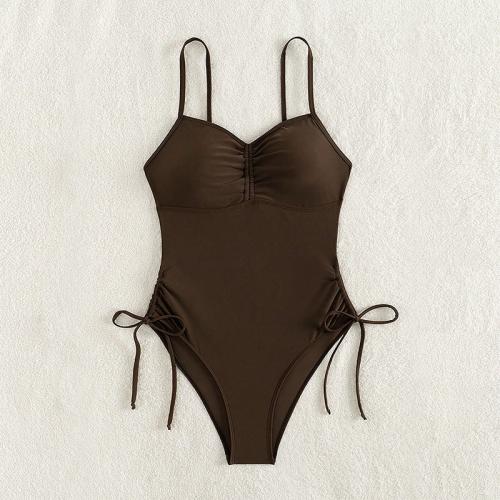 Polyester One-piece Swimsuit slimming brown PC