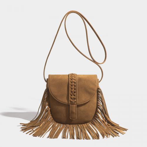 PU Leather Easy Matching & Tassels Crossbody Bag brown PC