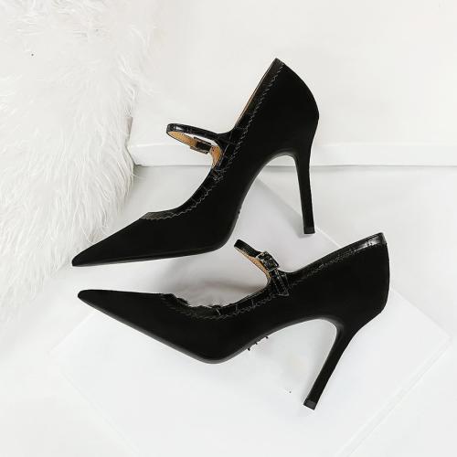 Suede Stiletto High-Heeled Shoes black Pair