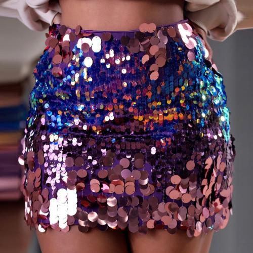 Sequin & Polyester Slim Skirt PC