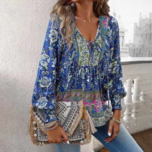 Regenerated Cellulose Fiber Women Long Sleeve Shirt & breathable printed PC