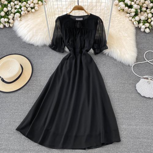 Polyester Waist-controlled One-piece Dress breathable Solid : PC