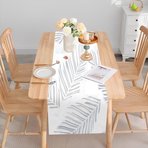 Cotton Linen Creative Table Cloth for home decoration printed leaf pattern white PC