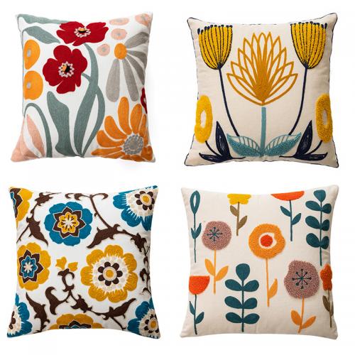 Canvas Soft Throw Pillow Covers durable embroider floral PC