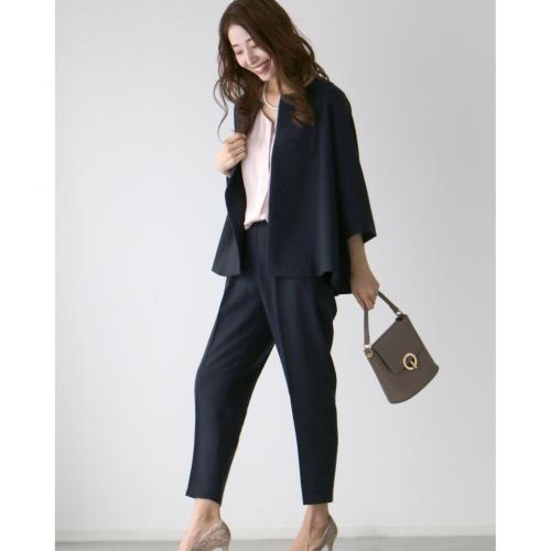 Polyester Women Casual Set & two piece Long Trousers & coat patchwork Solid Set