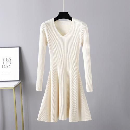 Polyamide Slim Sweater Dress breathable knitted Solid : PC