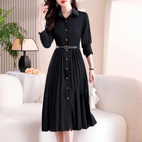 Acrylic & Polyester Waist-controlled One-piece Dress & breathable Solid black PC