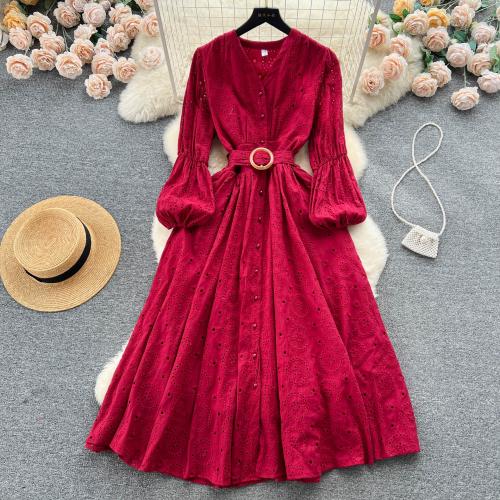 Polyester Waist-controlled One-piece Dress breathable embroidered : PC